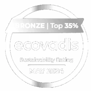 Logotipo de Ecovadis en color blanco